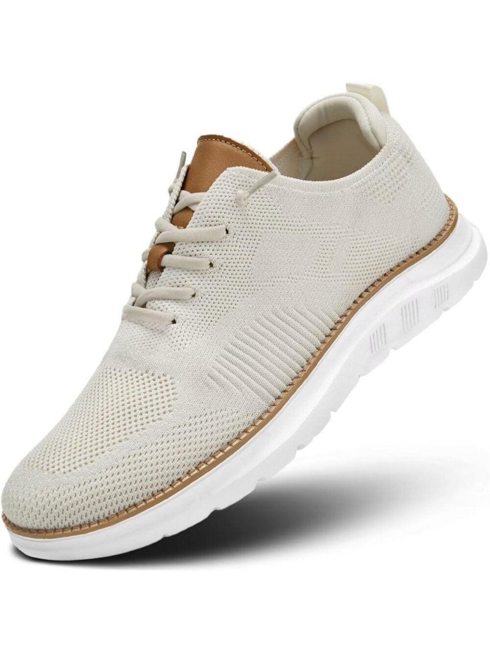 Men's Beige Z45 Lightweight Soft Sole Lace Up Non-Slip Business Casual Sneakers